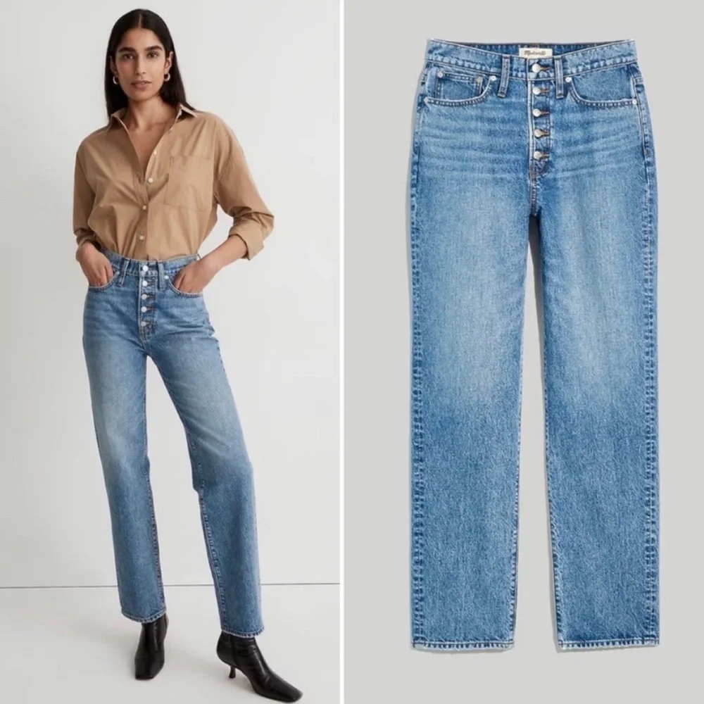 Madewell The Perfect Vintage Straight Jean in Delafield Wash: Button-Fly Edition